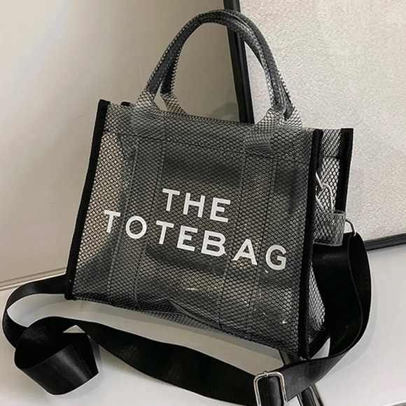 Clear Transparent Black Shoulder Tote Bag - Picture 3 of 10